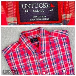 UNTUCKit plaid‎ dress shirt Mens Small Button Down Long Sleeve Cotton Casual